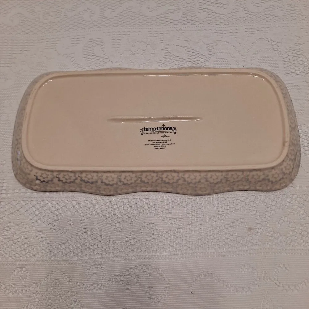 Temp-Tations by Tara 18 oz. Soup Bowl w/ Handle and Bread Tray Beige Lt. Blue